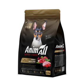 AnimAll Полнорационный сухой корм для взрослых собак малых пород со свежей индейкой и ягненком, 2,5 кг