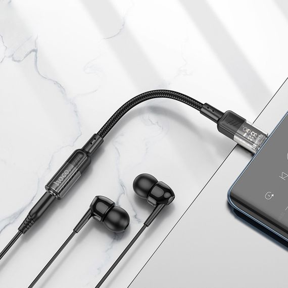 Перехідник Aux Hoco LS37 Spirit transparent external sound card Type-C to 3.5mm Black | Зображення 5