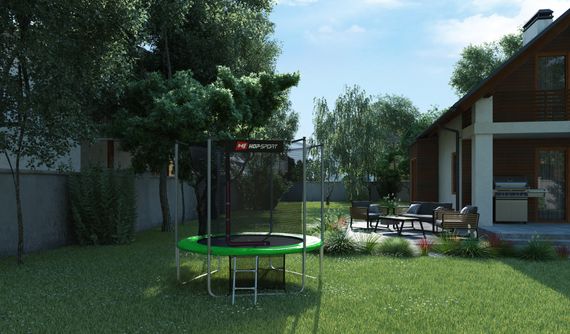 Батут Hop-Sport 8ft (244см) зелений з внутрішньою сіткою | Зображення 9