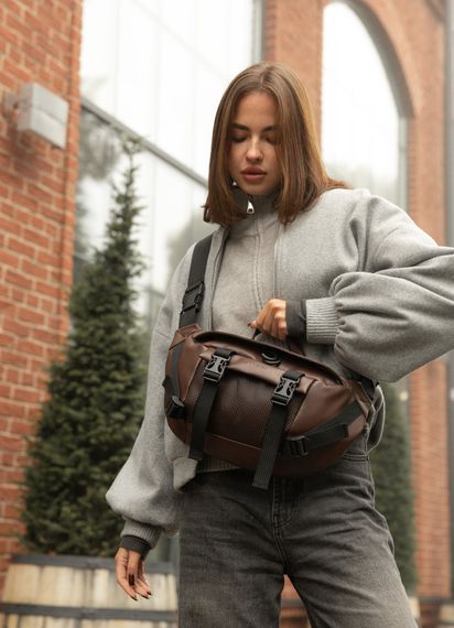 Большая женская поясная сумка бананка Sambag DynamicDart коричневая 38×21×7 см (80411020) | Зображення 1