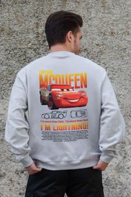 Утеплений оверсайз світшот на флісі з принтом Without Mcqueen Gray