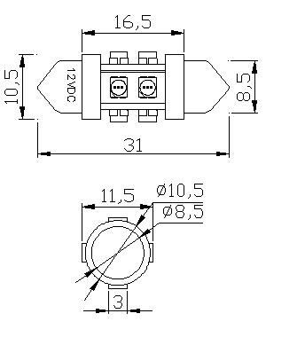 Светодиодная софитная автолампа, 31mm, FT-10X31-8HP3 (48 Lm) | Зображення 9