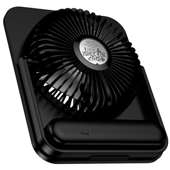 Портативний вентилятор Hoco HX607 handheld folding fan 2000 mAh Black | Зображення 2