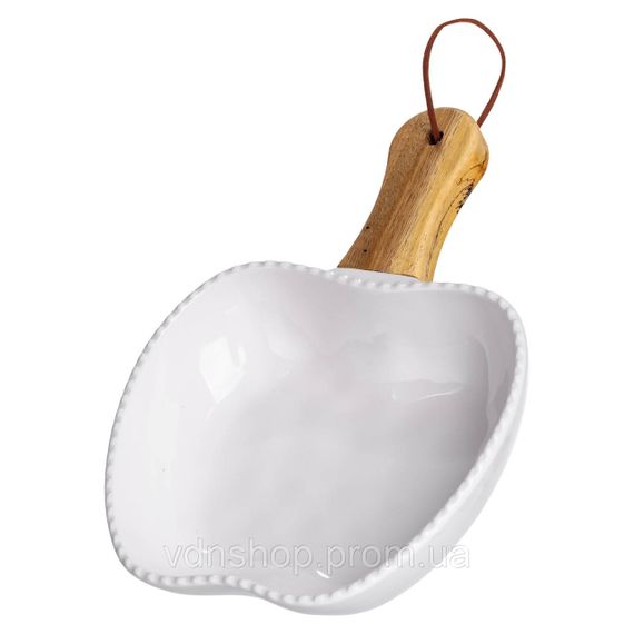 Тарілка порцелянова глибока з ручкою Яблуко 23×16×4 (см) блюдо сервірувальне з ручкою для подачі тарілка сковорода Білий ZJH-15-5 | Зображення 4