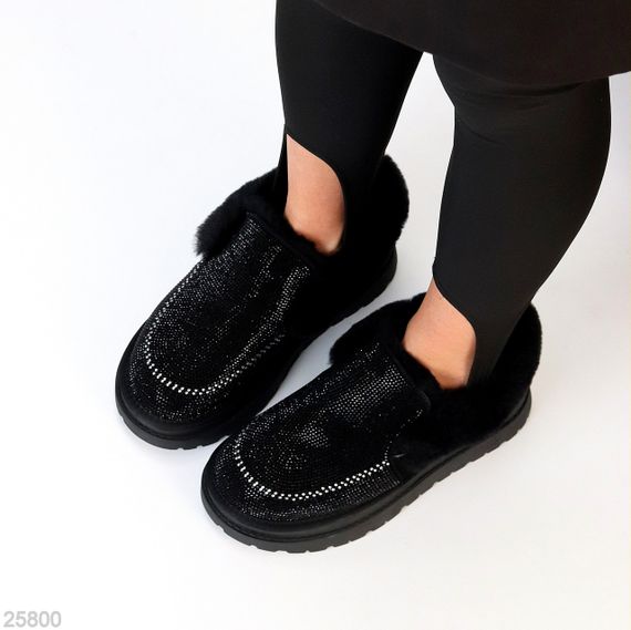 Эффектные сверкающие черные замшевые угги автоледи в стразах | Зображення 8