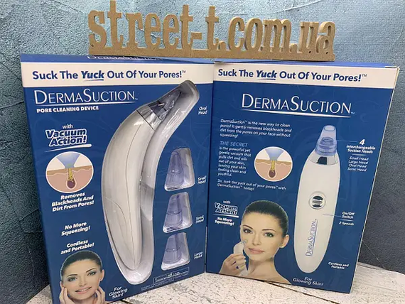 Вакуумний очисник Derma suction DS Vacuum для професійної чистки шкіри та пор обличчя - легкий компактний зручний прилад у використанні + 4 насадки, Білий | Зображення 4