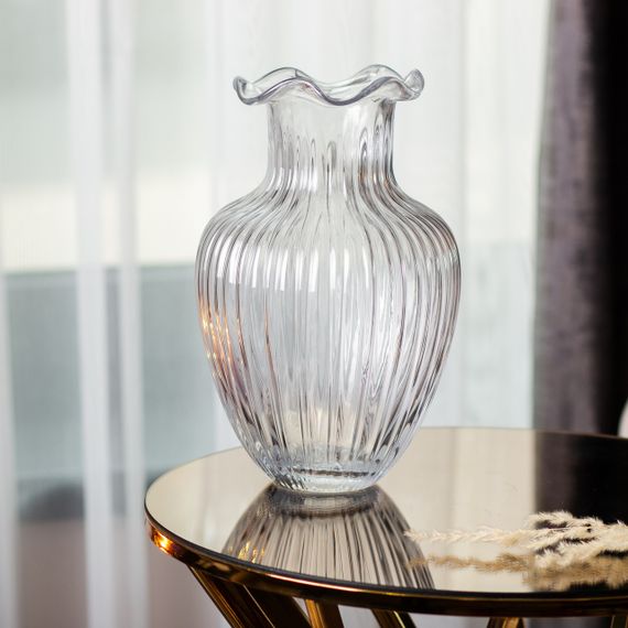 Скляна ваза, декоративна фігурка 24,5 см, прозора HP-1701 | Зображення 2
