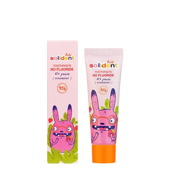 Дитяча зубна паста Solident Baby з полуницею, без фтору, 30 ml | Зображення 1