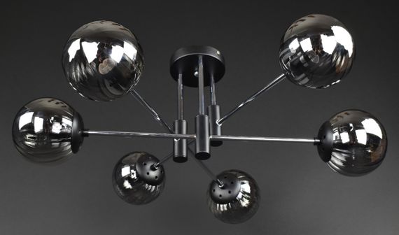 Люстра стельова на 6 лампочок 27761 Чорний 28х72х72 см.