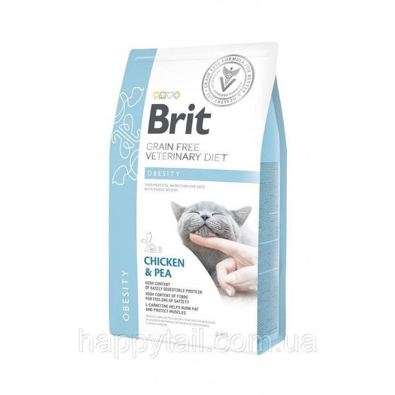 Дієтичний сухий корм для котів Brit VetDiet Cat Obesity для зменшення ваги з куркою та горохом 2 кг