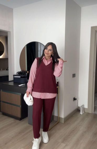 Костюм-двійка Sofia, трикотажний, oversize 079 Бордовий, 60-62 | Зображення 3