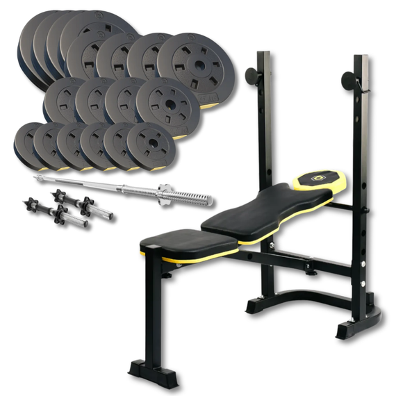 Набор Besport PowerPro 89кг с прямым грифом и скамьей WB-003
