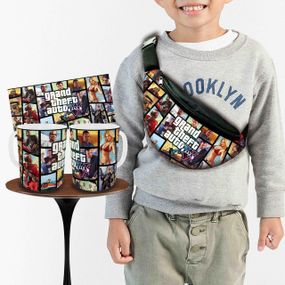 Набір: дитяча сумка-бананка+кружка GTA «Grand Theft Auto V» 32х15см, бананка для хлопчика через плече на подарунок (00882)