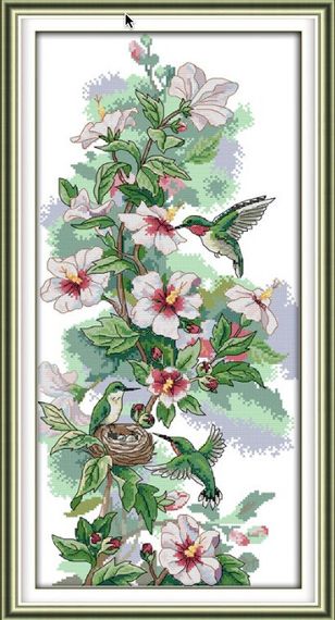Набор для вышивания крестиком по нанесённой на канву схеме "The Morning Dew". AIDA 14CT printed, 28*54 см