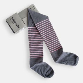 Колготки з візерунком для дівчинки TwinSocks 110-116/5-6 років, Сірій у смужку