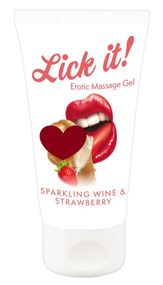 Масажний гель ІГРИСТЕ ВИНО І ПОЛУНИЦЯ Lick It (50 мл) Sex Aura