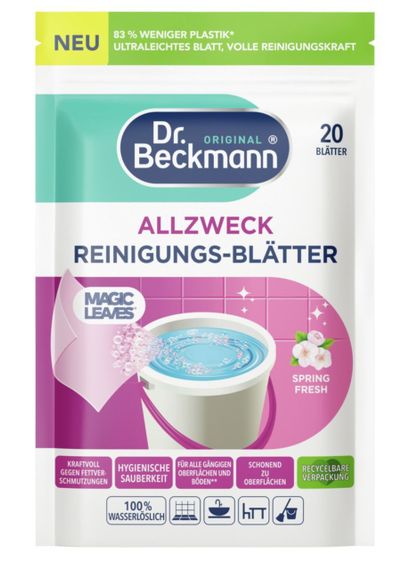 Листки (салфетки водорастворимые) для уборки универсальные Dr. Beckmann Spring Fresh 20 шт