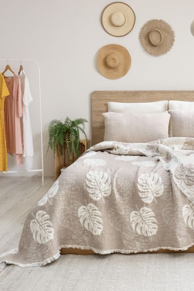 Муслінове покривало Saheser Forest 240 х 260 см. Bej