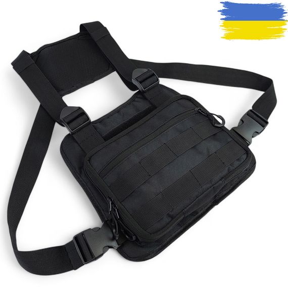 Нагрудная тактическая сумка мужская, сумка через плечо черная разгрузка