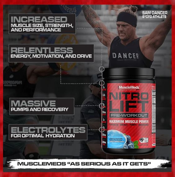 Передтренувальний комплекс MuscleMeds Nitro Lift Pre-Workout 522 г, Blue Slush | Зображення 2