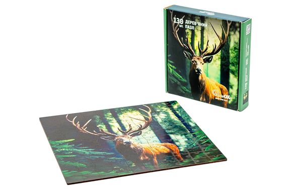 Пазл "Олень" дерев'яний, 130 елем. Розмір пазла 295x295 мм PuzzleOK