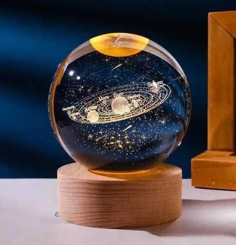 Світлодіодна кришталева куля, декоративна універсальна 3D нічниця, кришталева куля "Сонячна система" | Зображення 2