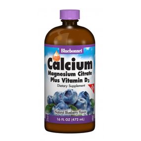 Минералы Bluebonnet Nutrition Жидкий Кальций Цитрат Магния + Витамин D3, Вкус Черники, (BLB-00686) - Топ