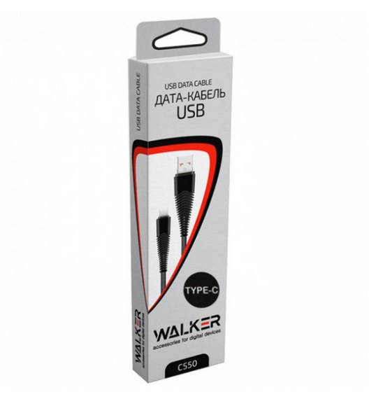 Кабель USB Type-C WALKER C550 2,4A 1м чорний | Зображення 1