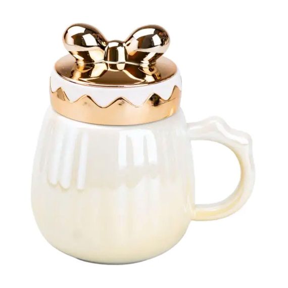 Чашка фарфоровая 500 мл с крышкой Желтая HP7194Y