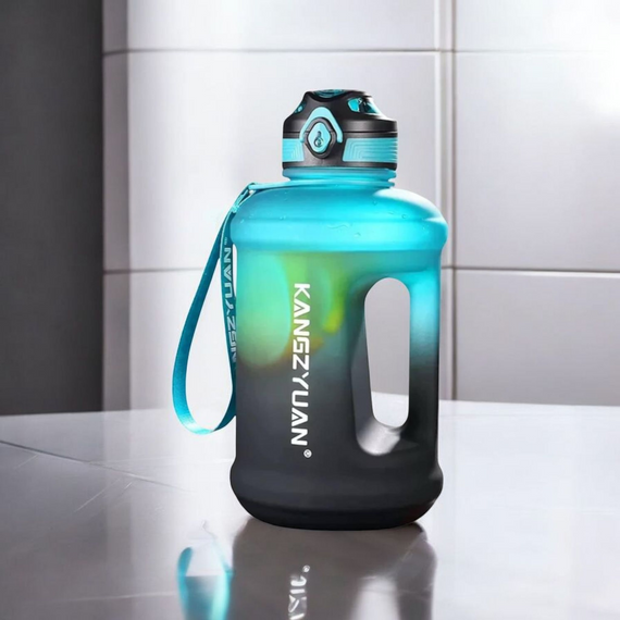 Эко-бутылка KANGZYUAN 2500 мл (2.5 л) - Синяя Tritan BPA-free, ударопрочная, спортивная с ручкой и ремешком | Зображення 8