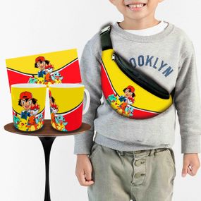 Набір: дитяча сумка-бананка+кружка Покемон Пікачу 32х15см, бананка для хлопчика через плече на подарунок (00881)