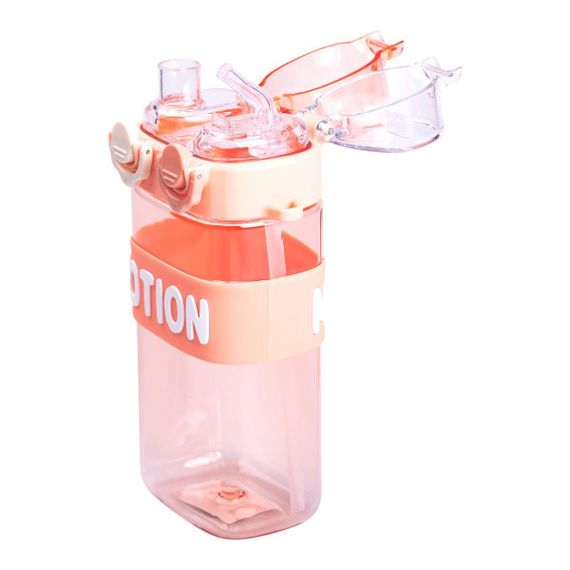 Бутылка для воды с трубочкой 550 мл спортивная пластиковая бутылка для тренировок Розовая HP-14-49P | Зображення 3
