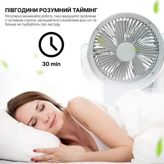 Вентилятор портативний 4в1 (6", сонячна панель, 2 LED лампи, 2 швидкості, 6Вт, USB, 3.2V/4000 мАг) | Зображення 3