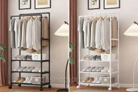 Стійка-вішалка на колесах для речей та взуття 3 яруси (YH9918-3)