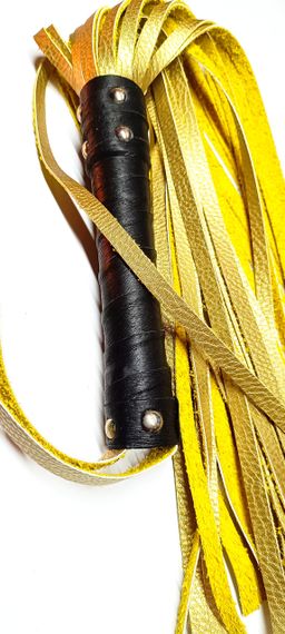 Флогер комбінований зі шкіряною ручкою 31 хвостом завдовжки 36 см Золото sexstyle | Зображення 2
