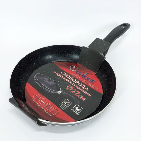 Сковорода 22 см чорний мармур UNIQUE UN-5153 | Антипригарна сковорода Мармурова сковорода | Зображення 1