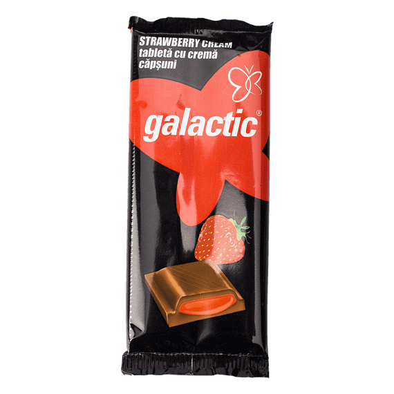 Шоколад Galactic Strawberry молочний з полуничною начинкою, 90 г