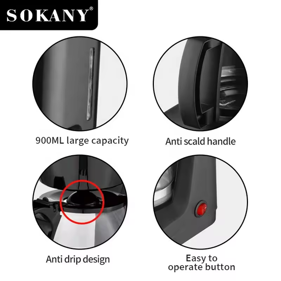 Кавоварка крапельна Sokany SK-125 Cofee Maker 650W 900ml | Зображення 4