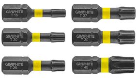 Біти Graphite , набір 6шт, 1/4', ударні, TX, 25мм, сталь S2 (56H541)
