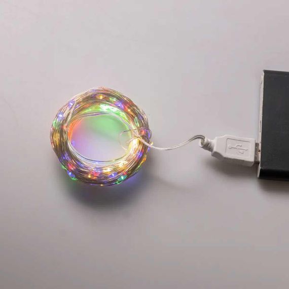 Гирлянда роса 20 метров USB на 200 led светодиодов капля белый провод мультиколор USB200L20MWML | Зображення 6
