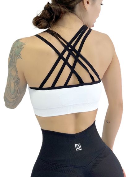 Спортивний топ пуш ап для фітнесу LILAFIT Білий з чорними вставками S (LFB000014) | Зображення 1