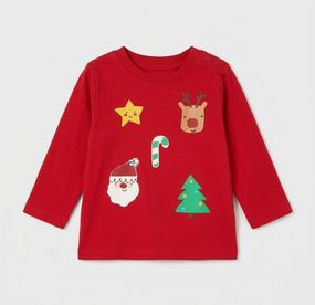 Дитячий новорічний лонгслів для новонароджених Primark 68 см Червоний (25101062B)