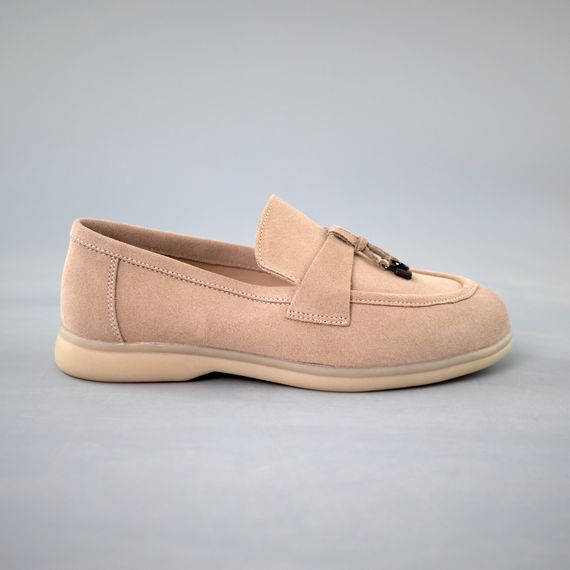 Лофери жіночі замшеві 589003 Бежеві 36 38 39 40 41