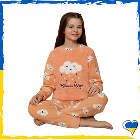 Піжама махрова для дівчаток тепла на зиму 6/116  8/128  10/140  12/152  14/164