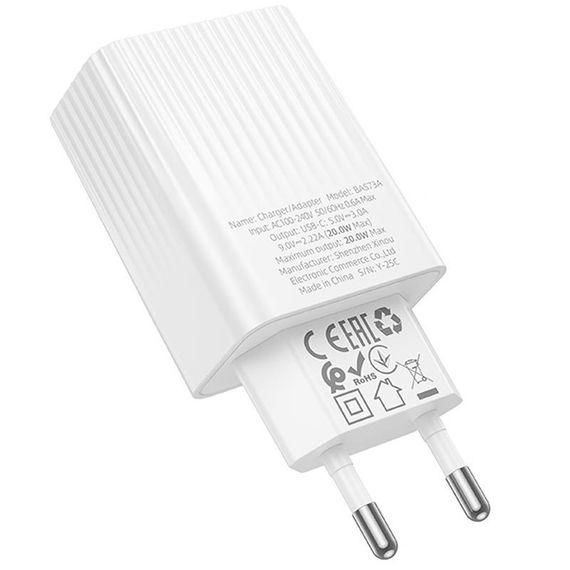 МЗП Borofone BAS73A Source PD20W (1USB-C) White | Зображення 3