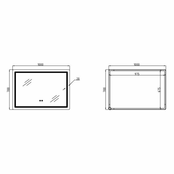 Дзеркало Qtap Mideya 1000х700 з LED-підсвічуванням Touch, з антизапотіванням, димером QT2078NCF10070W | Зображення 1