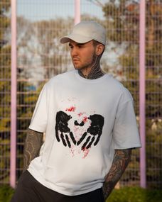 Oversize футболка з принтом Don’t Touch Me біла