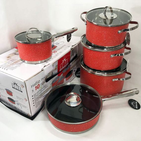 Набор кастрюль с антипригарным покрытием 10, Набор посуды кастрюли высоких кастрюль XY-86 | Зображення 1