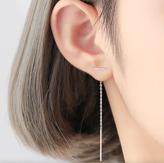 Срібні сережки протяжки Simple Elegance | Зображення 1