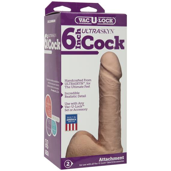 Фалоімітатор Doc Johnson Vac-U-Lock - 6 Inch ULTRASKYN Cock White, діаметр 4,3 см | Зображення 1